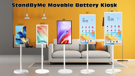 Téléviseur portable sans fil intelligent 21,5-32 pouces HD Android Affichage LCD tactile interactif avec support de batterie 5H ou 9H