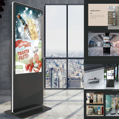 Kiosque d'affichage publicitaire de signalisation numérique debout au sol avec lecteur multimédia automatique 7*24