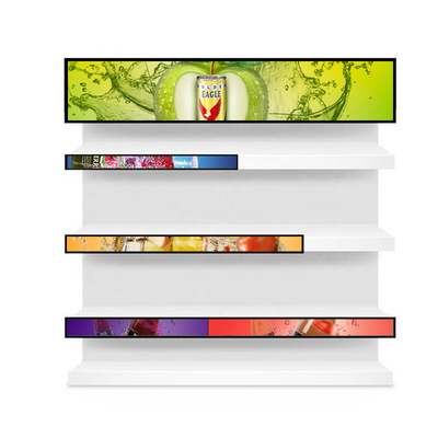 VETO Affichage LCD à barres de 29 pouces pour les rayons des supermarchés Écran à barres ultra large étiré Lecteur vidéo publicitaire HD