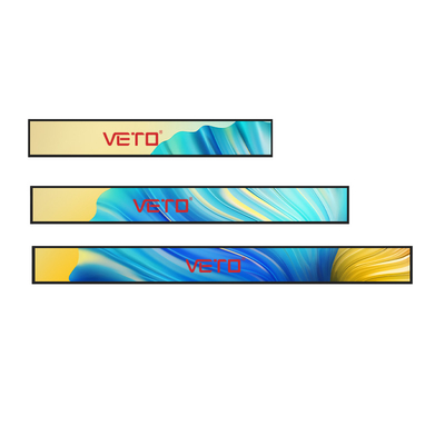 VETO Taille personnalisée Bar étendu Écran LCD Étagère publicitaire intérieure Bordure affichage numérique Pour le supermarché