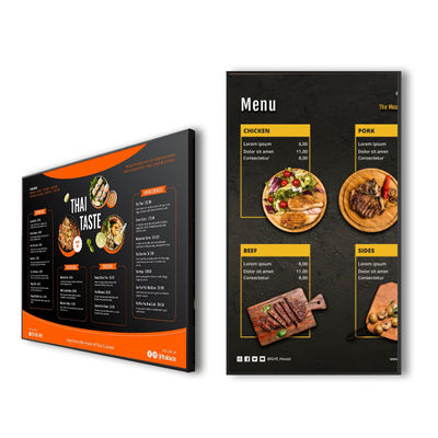 Qualité VETO Tableau de menu à écran tactile Bordures ultra étroites Signalisation numérique sans cadre pour magasin de détail usine