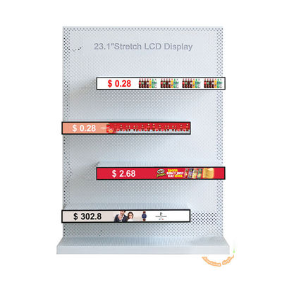 Qualité 23Affichage LCD à barre étirée de 0,1 pouce avec 10 points tactiles et 500 cd/m2 de luminosité pour la publicité sur les étagères usine